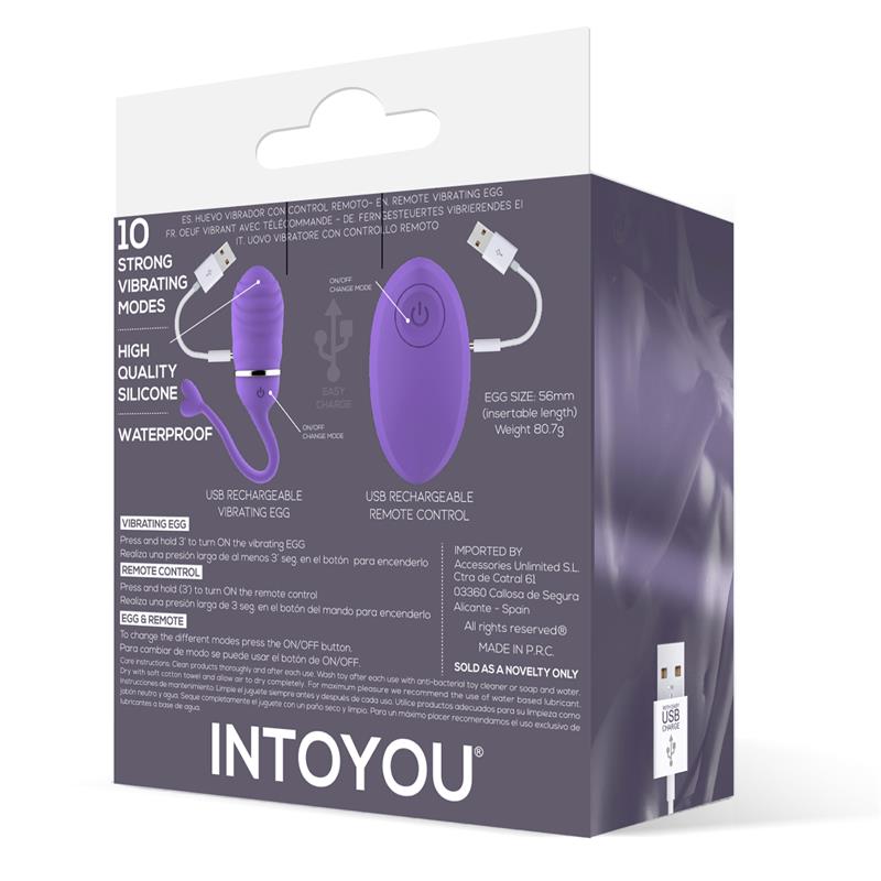 Huevo Vibrador Control Remoto Odise USB Silicona Purpura