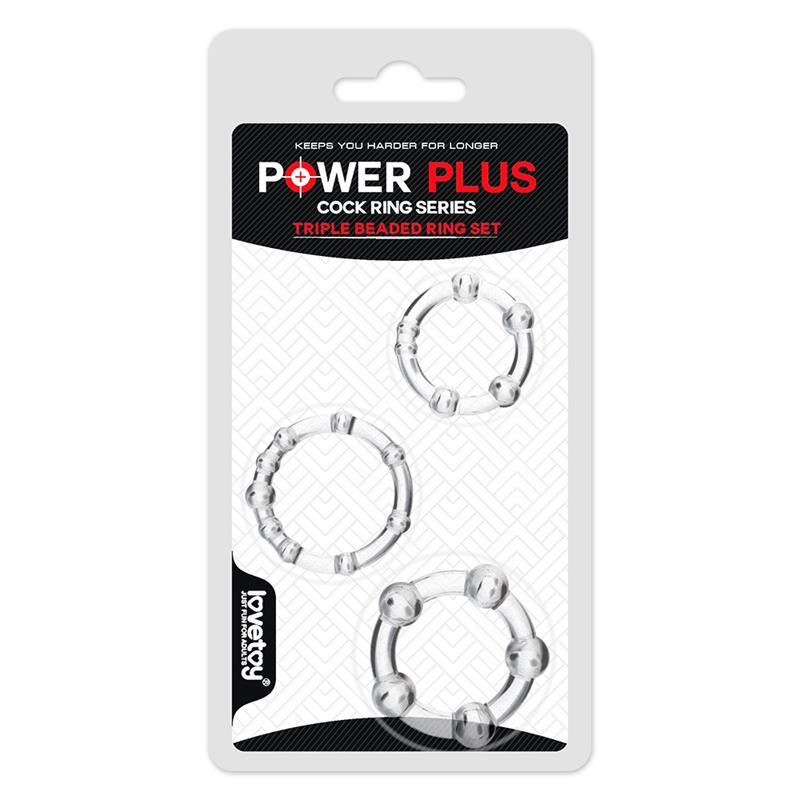 Pack de 3 Anillos para el Pene Power Plus Triple Transparentes