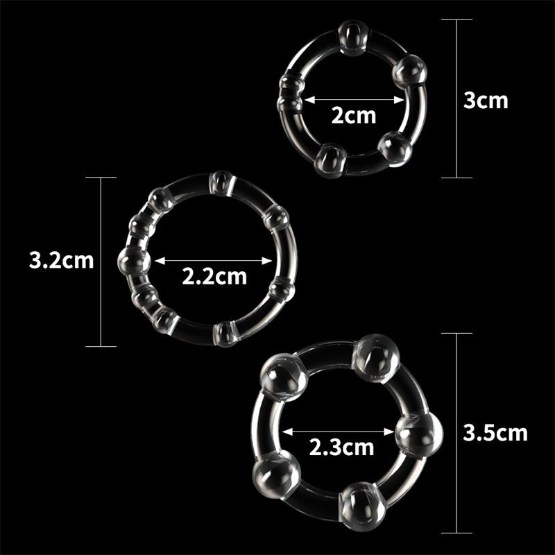 Pack de 3 Anillos para el Pene Power Plus Triple Transparentes