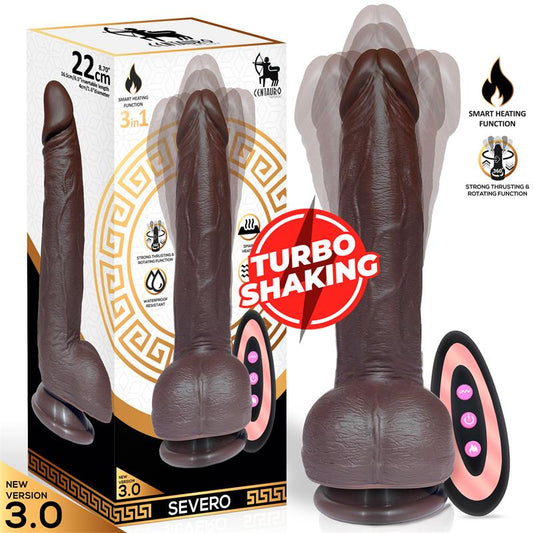 Severo Dildo Realista Turbo Shaking Thrusting Rotacion 360º Control Remoto Efecto Calor