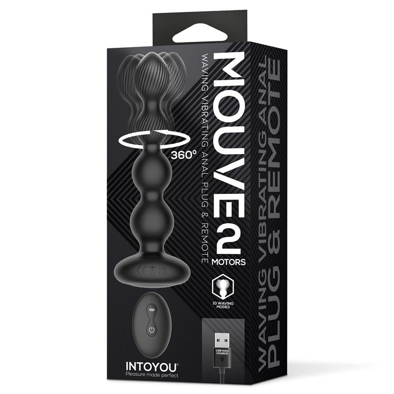 Mouve Plug Anal con Waving y Vibracion con Control Remoto 2 Motores