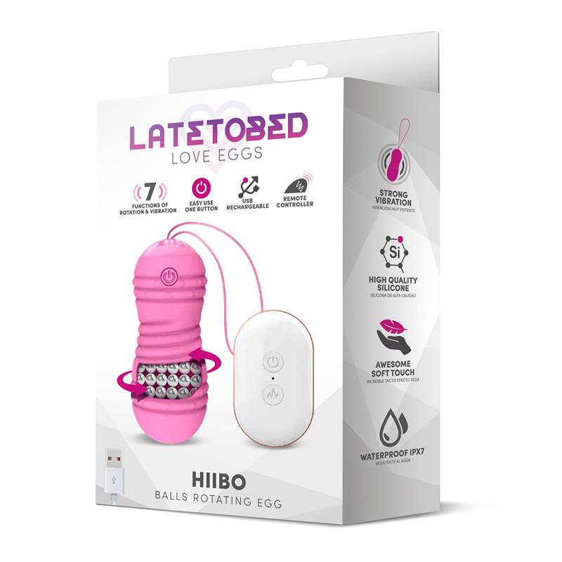 Hiibo Huevo Vibrador con Rotacion Control Remoto USB Silicona Rosa