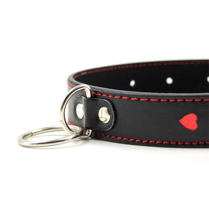 Collar con Cadena de Metal Negro Rojo