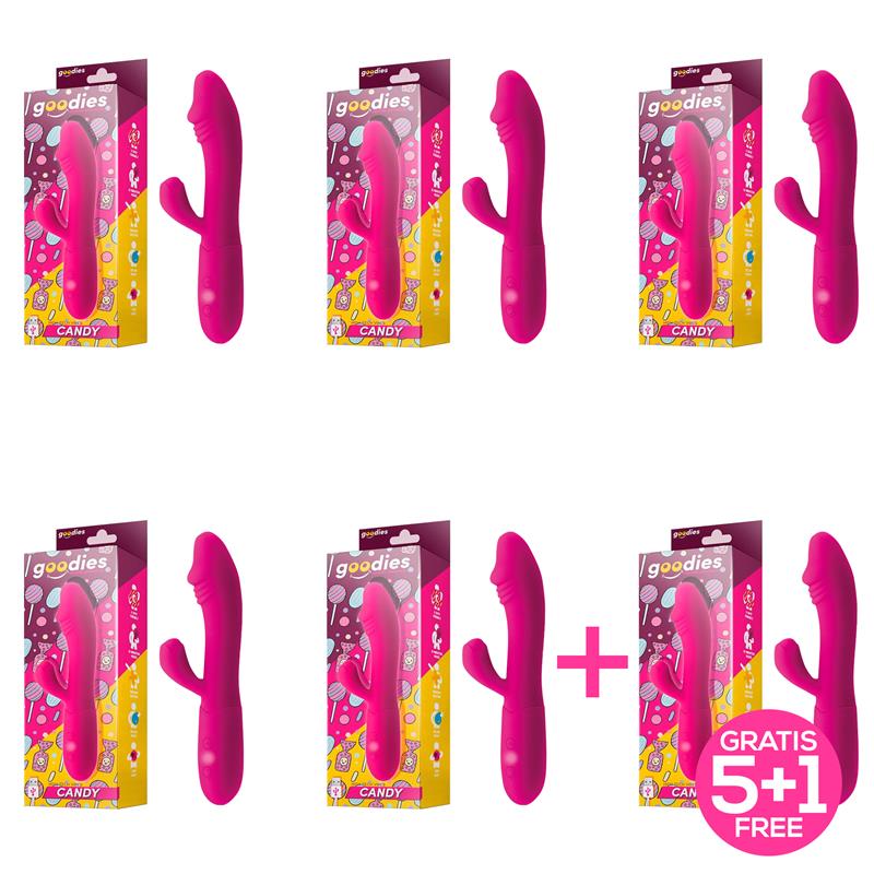 Pack 51 Candy Vibrador con Conejito Punto G USB Silicona Fucshia